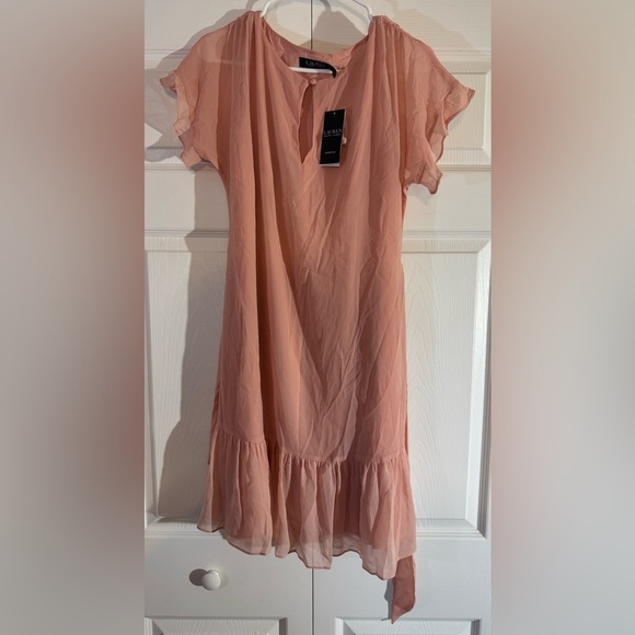 Lauren by Ralph Lauren Pink Ruffled Dress NWT - Picture 1 of 5
